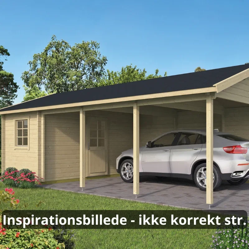 Ikast carport med 15m2 skur (44mm godstykkelse)