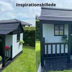 Legehus Ida  klassisk trlegehus i nordisk design gr og hvid