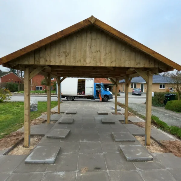 Platinklasse: Hjemsted Premium XL enkeltcarport med saddeltag model "Ivan" 430x500cm (BxL)