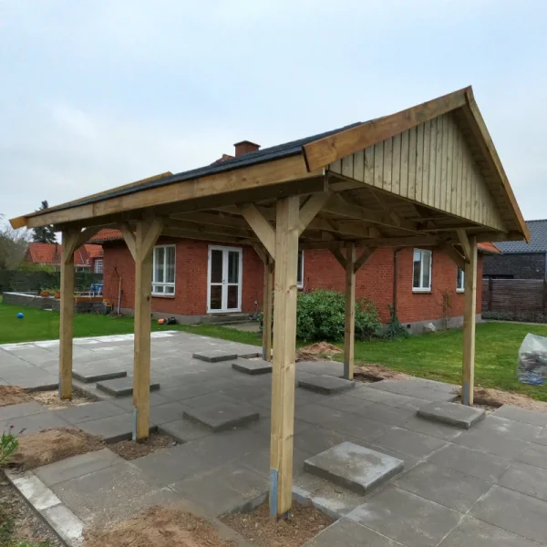 Platinklasse: Hjemsted Premium XL enkeltcarport med saddeltag model "Ivan" 430x500cm (BxL)