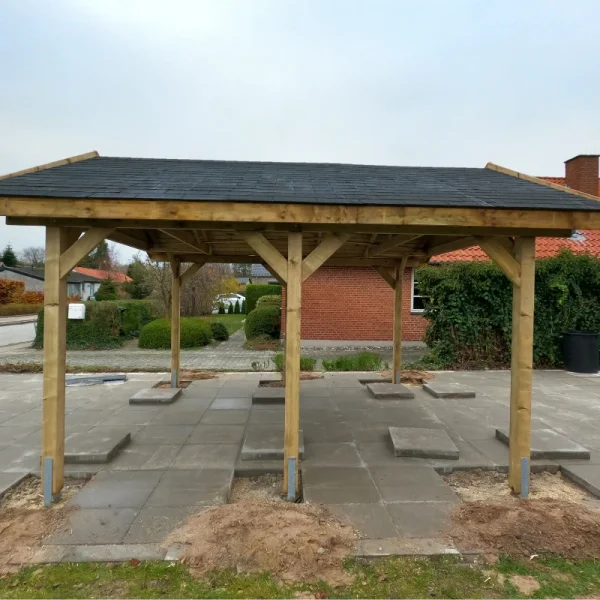 Platinklasse: Hjemsted Premium XL enkeltcarport med saddeltag model "Ivan" 430x500cm (BxL)