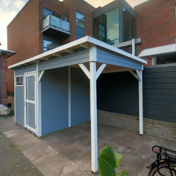 Kassel 2 Set redskabsskur i gr p 5,1m2 + tilbygning