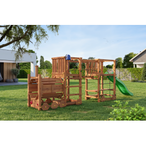 Loco express leget�rn teak farvet med gr�n rutsjebane