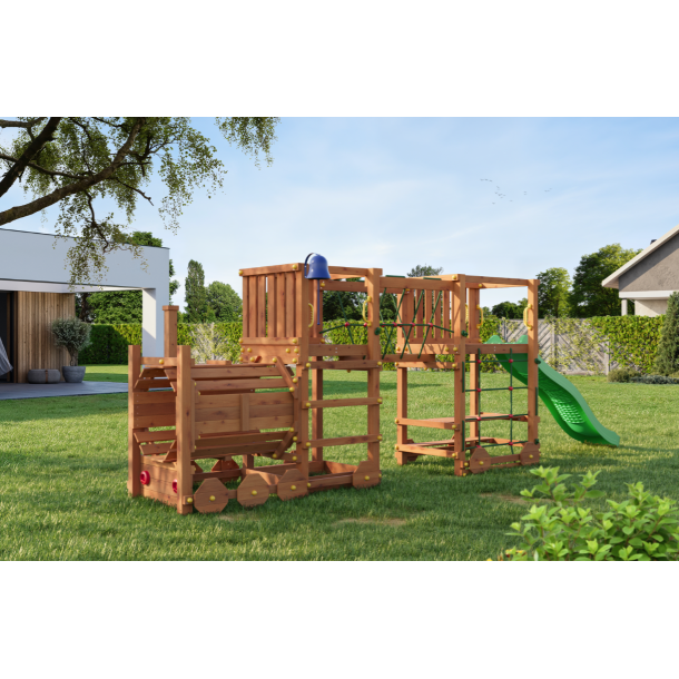 Loco express eget�rn teak farvet med gr�n rutsjebane