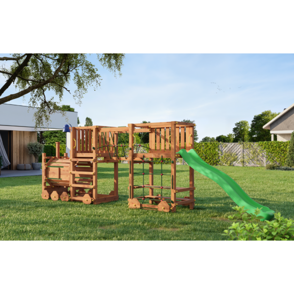 Loco express leget�rn teak farvet med gr�n rutsjebane