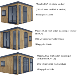 Dominator isoleret hjemmekontor 4,5x3,5m BxD på 15,75m2 - (model 3.1)