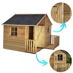 Maja legehus i tr med veranda  et hyggeligt fristed til leg og kreativitet