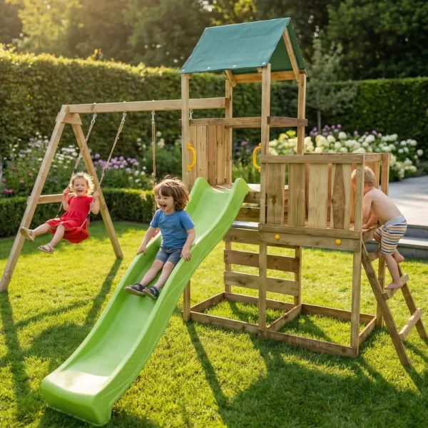 MaxPlay 3,1 leget�rn med to gynges�der, rutsjebane og klatrev�g