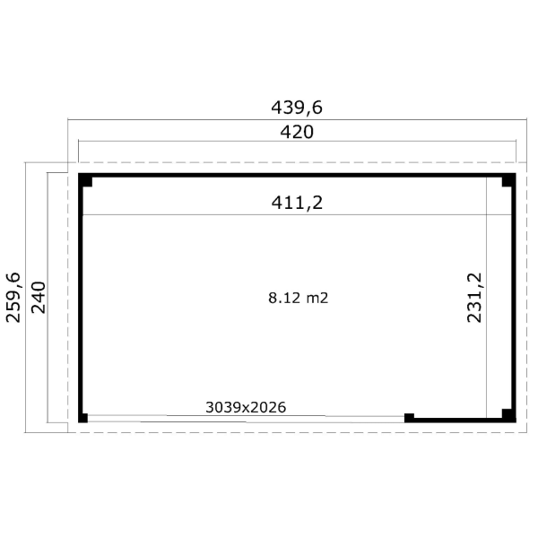Charnwood model 4 på 9,9m2 i ubehandlet træ