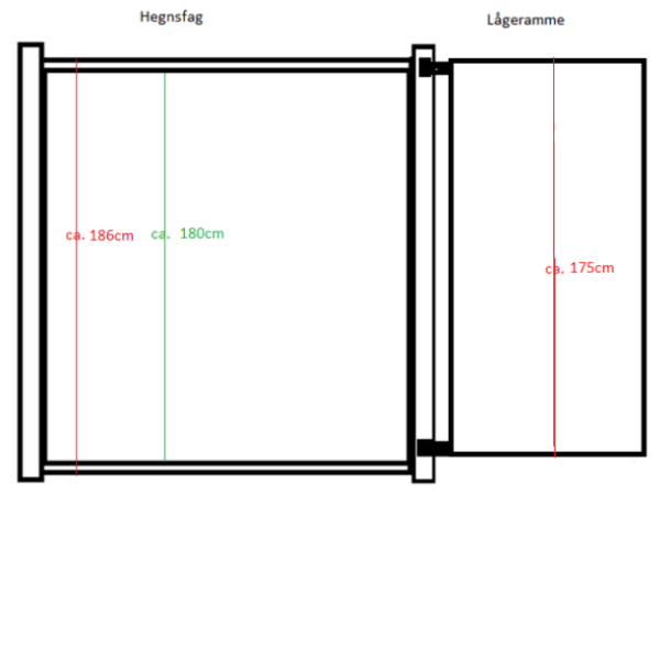 Nice kompositlåge i alu inkl. beslag og stolper 90cm i bredden x den valgte højde