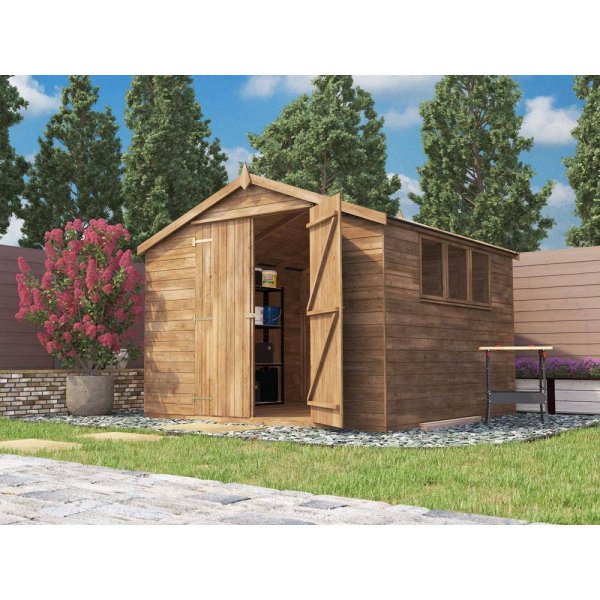 Outlet Noa redskabsskur i trykimprgneret tr 9m2: Platinklasse (skader p 2 brdder)