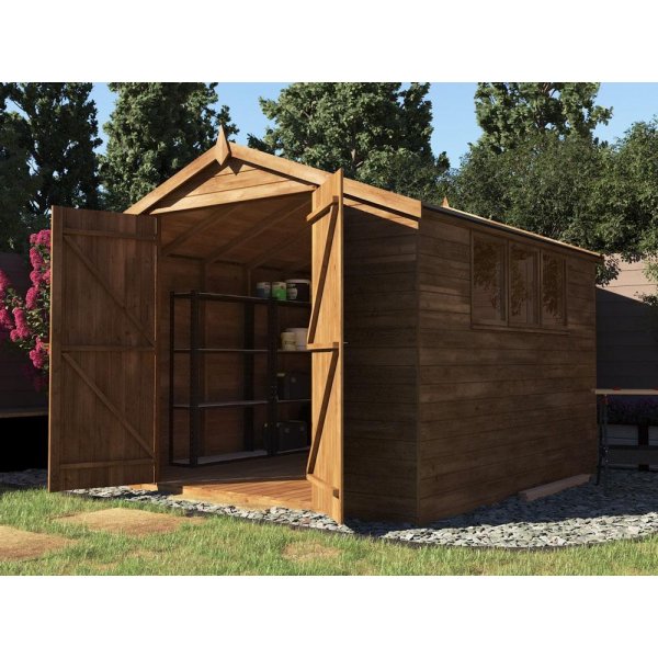 Outlet Noa redskabsskur i trykimprgneret tr 9m2: Platinklasse (skader p 2 brdder)