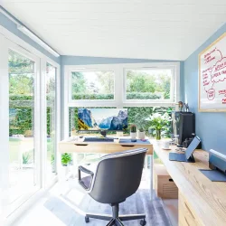 Dominator isoleret hjemmekontor 3,5x2,5m BxD på 8,7m2 - med ekstra vinduer (model 1)