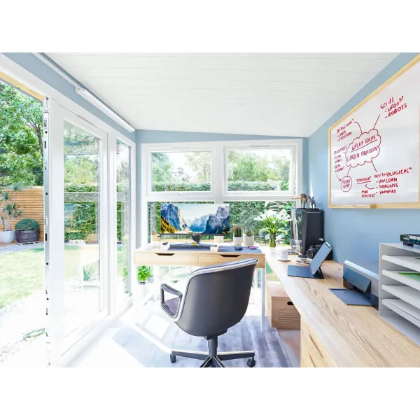 Dominator isoleret hjemmekontor 3,5x2,5m BxD på 8,7m2 - med ekstra vinduer (model 1)