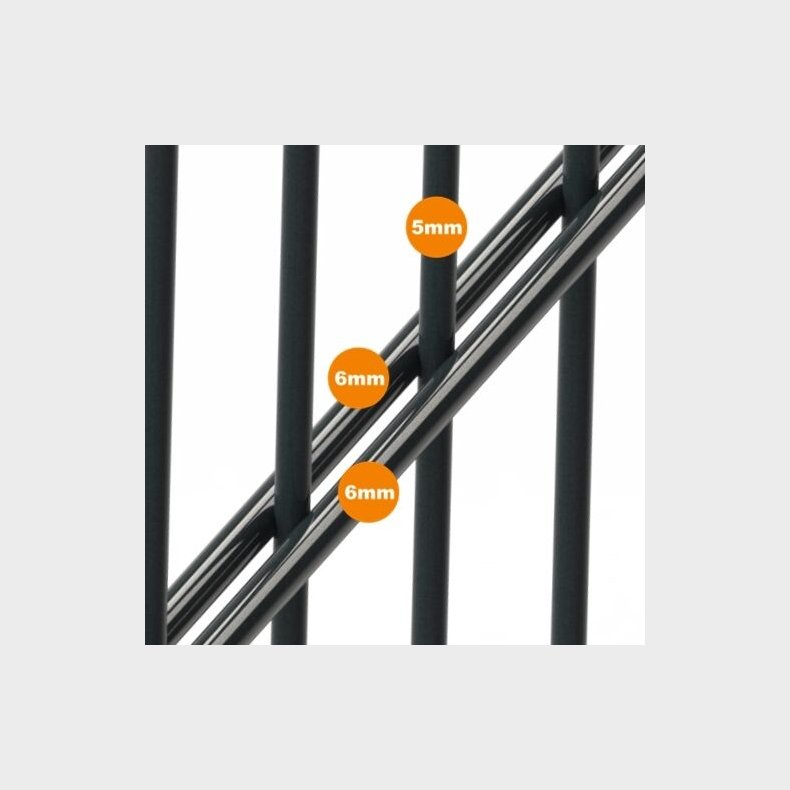 2D Panelhegn 250x95cm i sort - model Viby