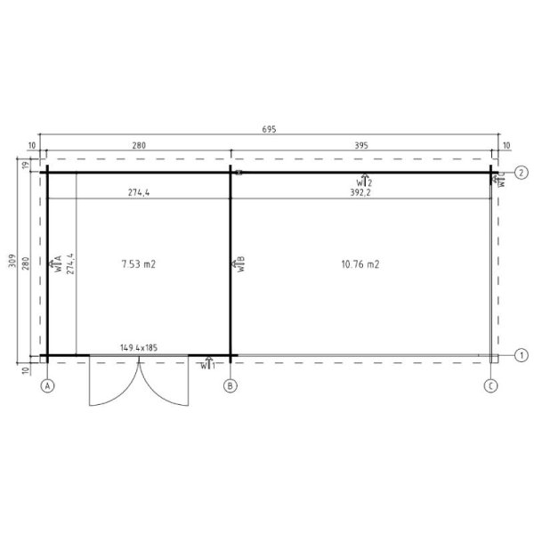 Redskabsskur model Sebbelev 7,8 m&sup2; + udhng 10,76 m&sup2; - Guldklasse