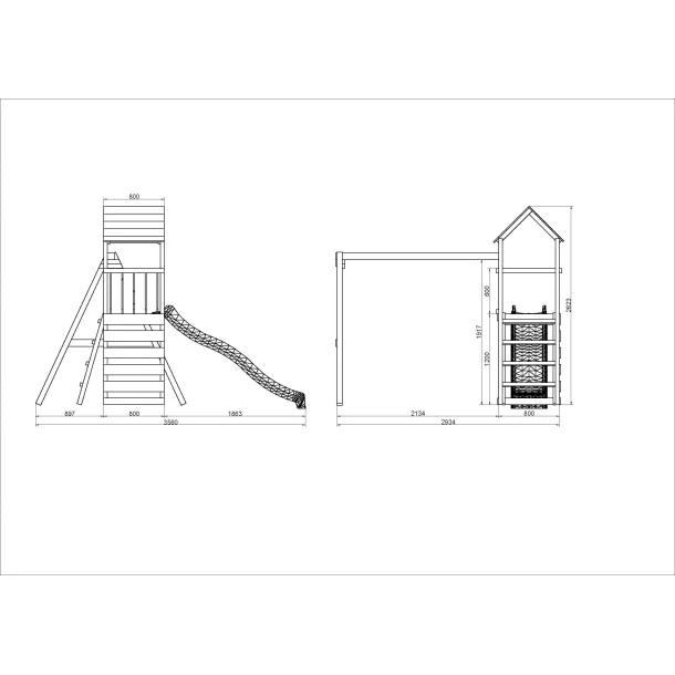 MaxPlay 2.2 leget�rn med to gynges�der, rutsjebane og klatrev�g