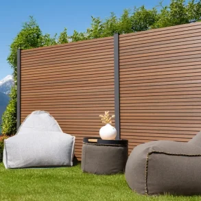 Samos komposithegn med alu stolper i antracit - Slvklasse