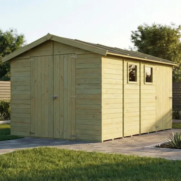 Redskabsskur i elementer  model Br&uuml;gge 9,9m&sup2; - S�lvklasse