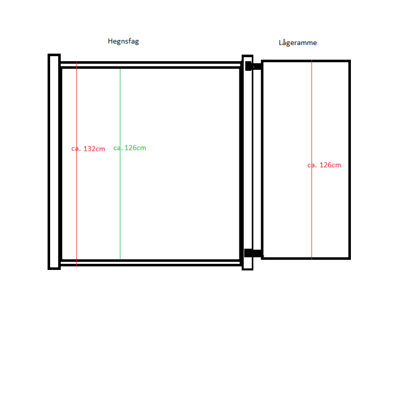 Stockholm kompositlge i alu inkl. beslag og stolper 90cm i bredden x den valgte hjde