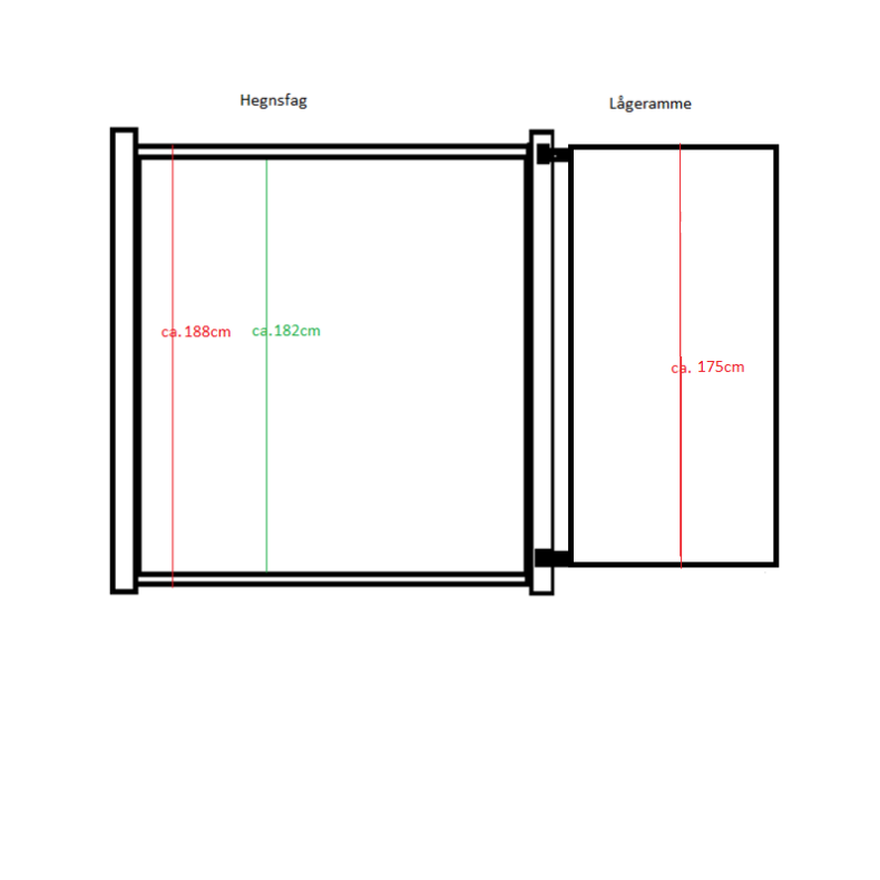 Stockholm kompositlge i alu inkl. beslag og stolper 90cm i bredden x den valgte hjde
