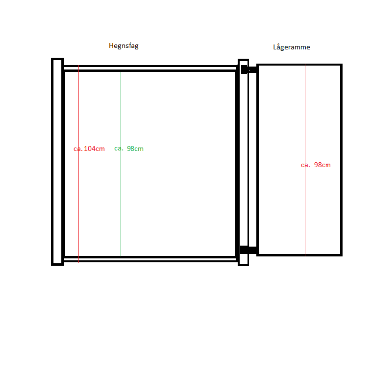 Stockholm kompositlge i alu inkl. beslag og stolper 90cm i bredden x den valgte hjde
