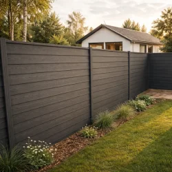 Stockholm komposithegn med aluminiumsstolper i antracit