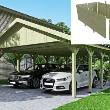 Hjemsted XL dobbeltcarport med saddeltag og redskabsrum model 