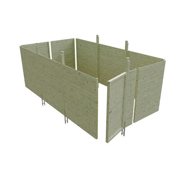 Platinklasse: Hjemsted XL dobbeltcarport med saddeltag og redskabsrum model "Leif" 620x900cm (BxL)