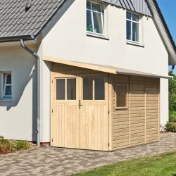 Volstrup model 3 redskabsskur til montage op ad husmur i ubehandlet p 4,9m2