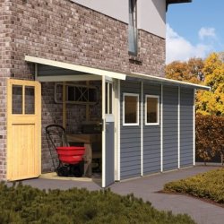 Volstrup model 3 redskabsskur til montage op ad husmur i terra gr p 4,9m2