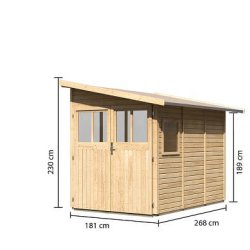 Volstrup model 3 redskabsskur til montage op ad husmur i ubehandlet p 4,9m2