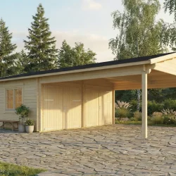 Dobbeltcarport med saddeltag � model �ASIA� 575x1075 cm inkl. redskabsrum