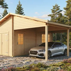 Dobbeltcarport med saddeltag � model �Finley� 578x840 cm inkl. redskabsrum