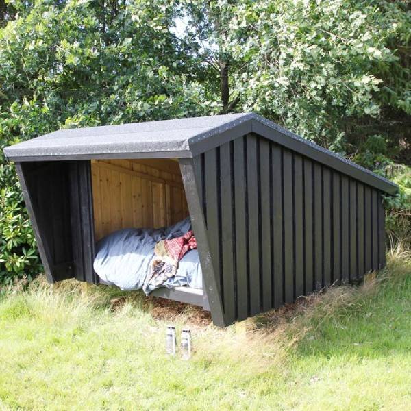 Shelter bygget i elementer inkl. tagpap 225x291x170/107cm (BxLxH) - i fyr/gran