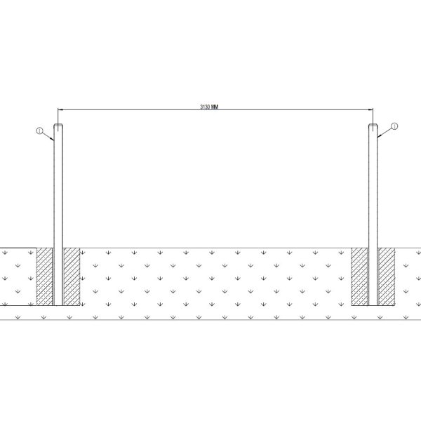 Dobbeltlåge X i sort 300x100cm inkl. Stolper model Gilleleje