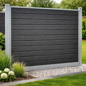 Alaska komposithegn med st�lbundplade og galvaniserede st�lstolper - S�lvklasse