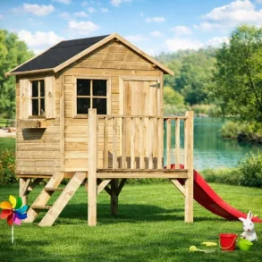 Alfred legehus p� stolper � tryg leg for de mindste 1,34m2