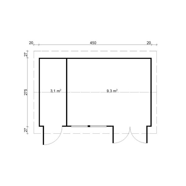 Amstrup havehus med 2 rum p 12m2 i ubehandlet tr