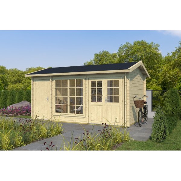 Amstrup havehus med 2 rum p 12m2 i ubehandlet tr