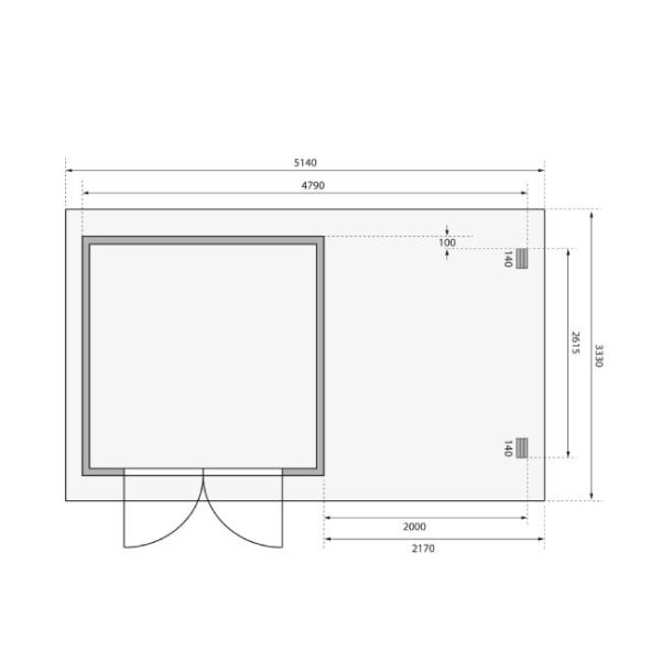 Bastrup model 5 i ubehandlet p 8,8m2 + 2m udhng