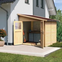 Bevtoft model 2 redskabsskur til montage op ad husmur i ubehandlet p 4,18m2