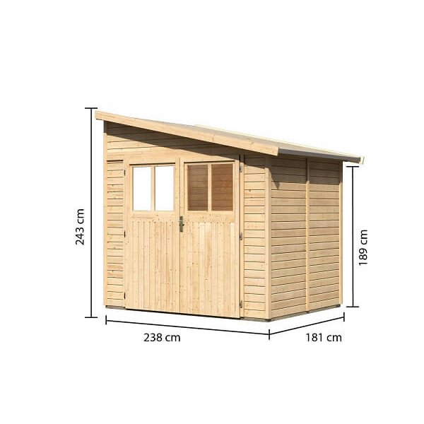 Bevtoft model 2 redskabsskur til montage op ad husmur i ubehandlet p 4,18m2