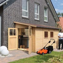 Bevtoft model 4 redskabsskur til montage op ad husmur i ubehandlet p 8,27m2