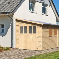 Bevtoft model 4 redskabsskur til montage op ad husmur i ubehandlet p 8,27m2