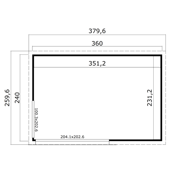 Charnwood model 2 på 8,7m2 i ubehandlet træ