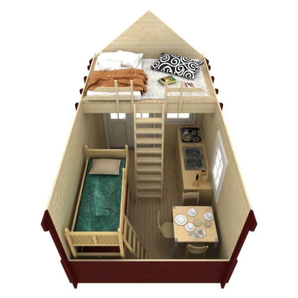 Bogense havehus med hems i ubehandlet tr p 14,4m2