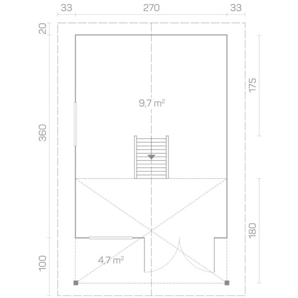 Bogense havehus med hems i ubehandlet tr p 14,4m2