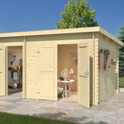 Redskabsskur Borup 9 m&sup2; med 2 rum, enkelt- og dobbeltdr - Guldklasse