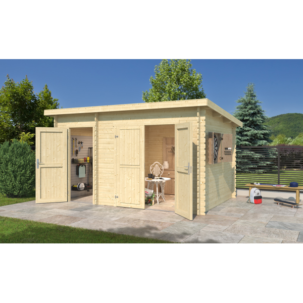 Redskabsskur Borup 9 m&sup2; med 2 rum, enkelt- og dobbeltdr - Guldklasse